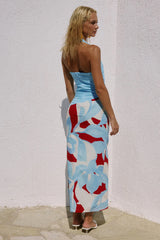 EVIE HALTER RUCHED MIDI DRESS - AMOREE RED