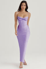 lavender corset maxi dress
