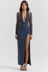 slate plunge maxi dress