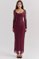 wine maxi dress
