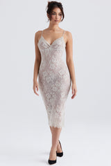 antique ivory lace midi dress