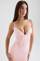 pink mesh bodycon maxi dress