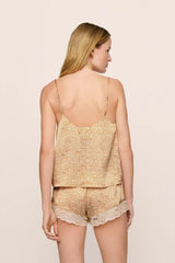 Washable Silk Printed Lace Cami & Short Set