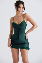 forest satin slip dress