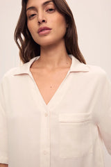 Tencel Woven Relaxed Button Front Top