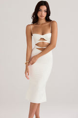 ivory satin cutout corset dress