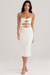 ivory satin cutout corset dress
