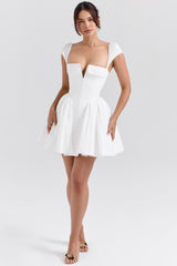 white cotton corset mini dress