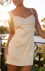 Fran Gold Sequin Contrast Party Mini Dress