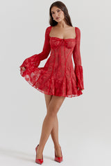 scarlet lace corset dress