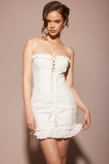 white cotton broderie anglais mini dress