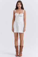white corset mini dress