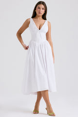 white cotton corset sundress