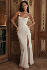 white mesh maxi dress