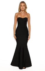 Amanda Black Bandage Strapless Formal Maxi Dress
