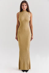gold metallic maxi dress