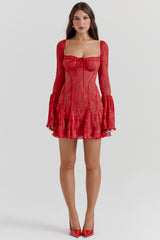 scarlet lace corset dress