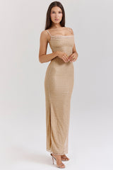 seapearl embellished maxi dress