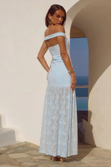 SHAYLA OFF SHOULDER MAXI DRESS - BLUEBELL