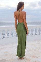 POSEY LOW PLUNGE MAXI DRESS - OLIVE