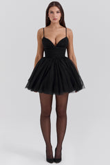 black tulle mini dress - sale