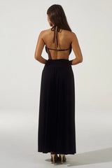 GENIA CROSS FRONT MAXI DRESS - BLACK