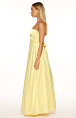 Lucy Yellow Strapless Satin Formal Maxi Dress