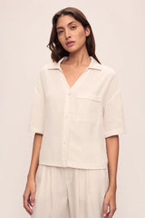 Tencel Woven Relaxed Button Front Top