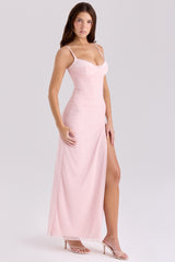 soft pink mesh maxi dress