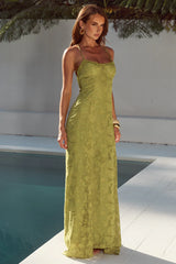 ELLERBY FRILL TRIM MAXI DRESS - OLIVE