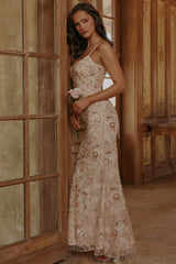 peach hand beaded embellished corset maxi dress - limited edition