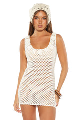 Zephyr White Crochet Mini Dress