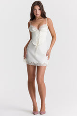 ivory satin slip dress