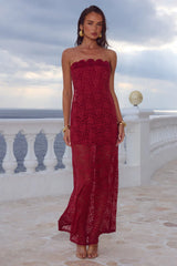JESSICA FLORAL DETAIL MAXI DRESS - CHERRY