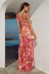 MISAKI ONE SHOULDER MAXI DRESS - MOANA PINK