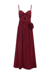 DANIKA SIDE SLIT MAXI DRESS - BERRY
