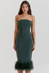 emerald green strapless corset dress