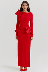 red bow maxi dress
