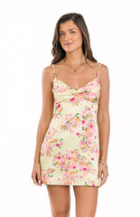 Honey Yellow Bloom Mini Dress